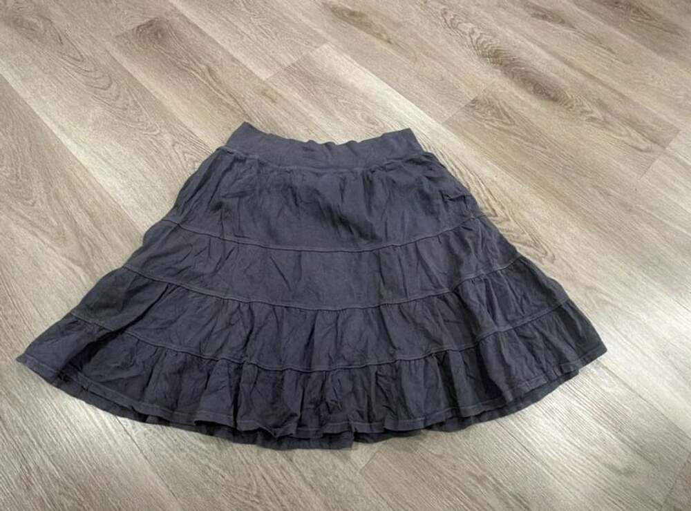 Fresh Produce Skirt Size M Gray Tiered Cotton Made in USA